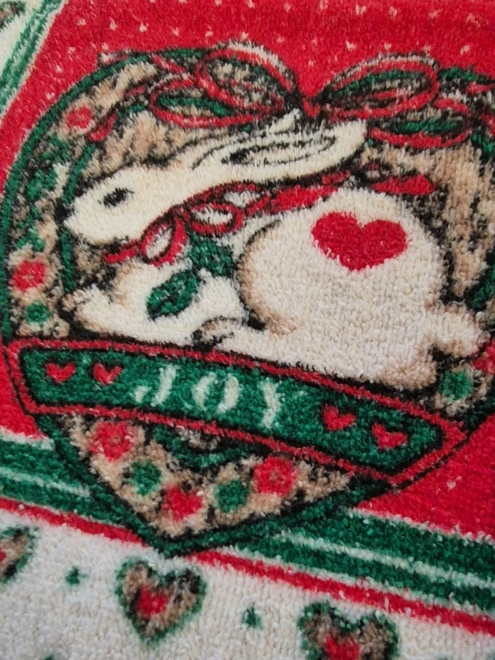 Canon Red and White Bunny Heart Holiday Towel